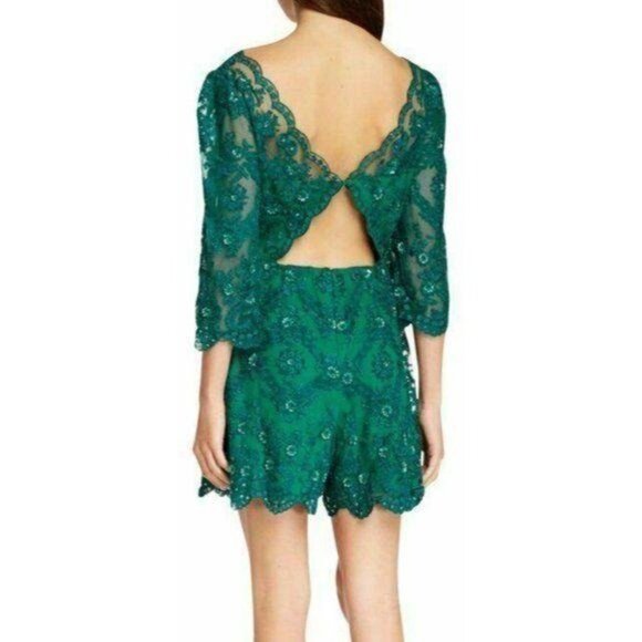 Free People Romper Women's Size 10 Sequin 3/4 sleeve Dress New with Tags - Picture 3 of 10